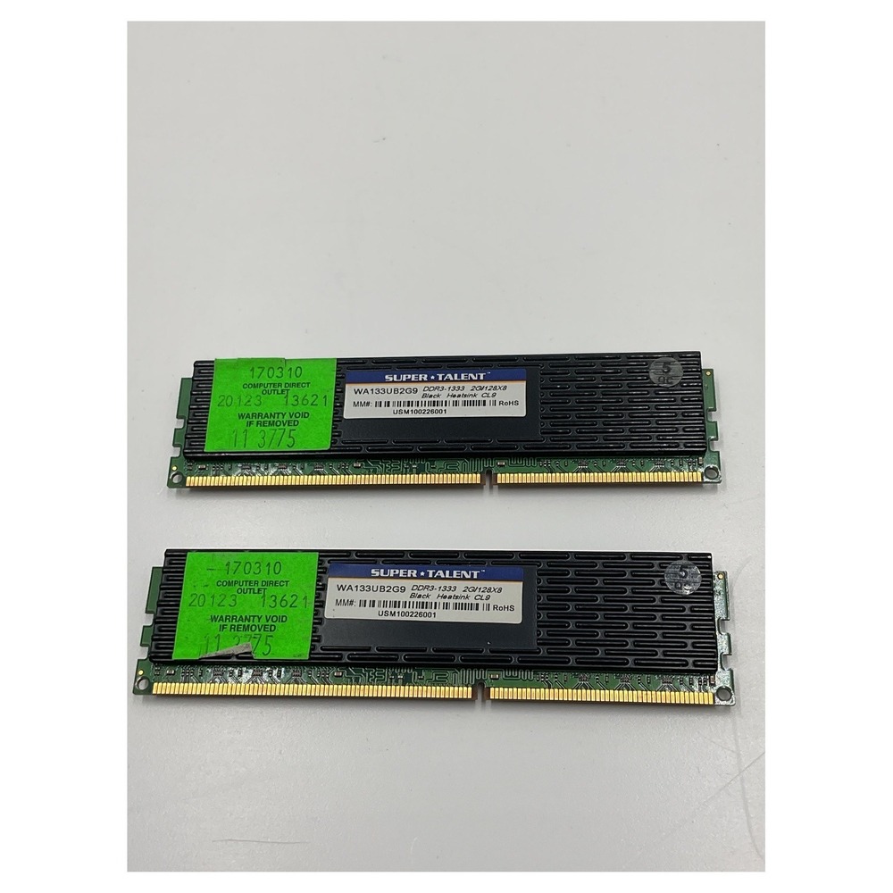 Super Talent 4GB DDR3 RAM Kit PC3-10600 CL9 with Heatsink‎